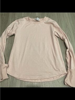 Athleta Girls Pale Pink Long Sleeve Crewneck Top
